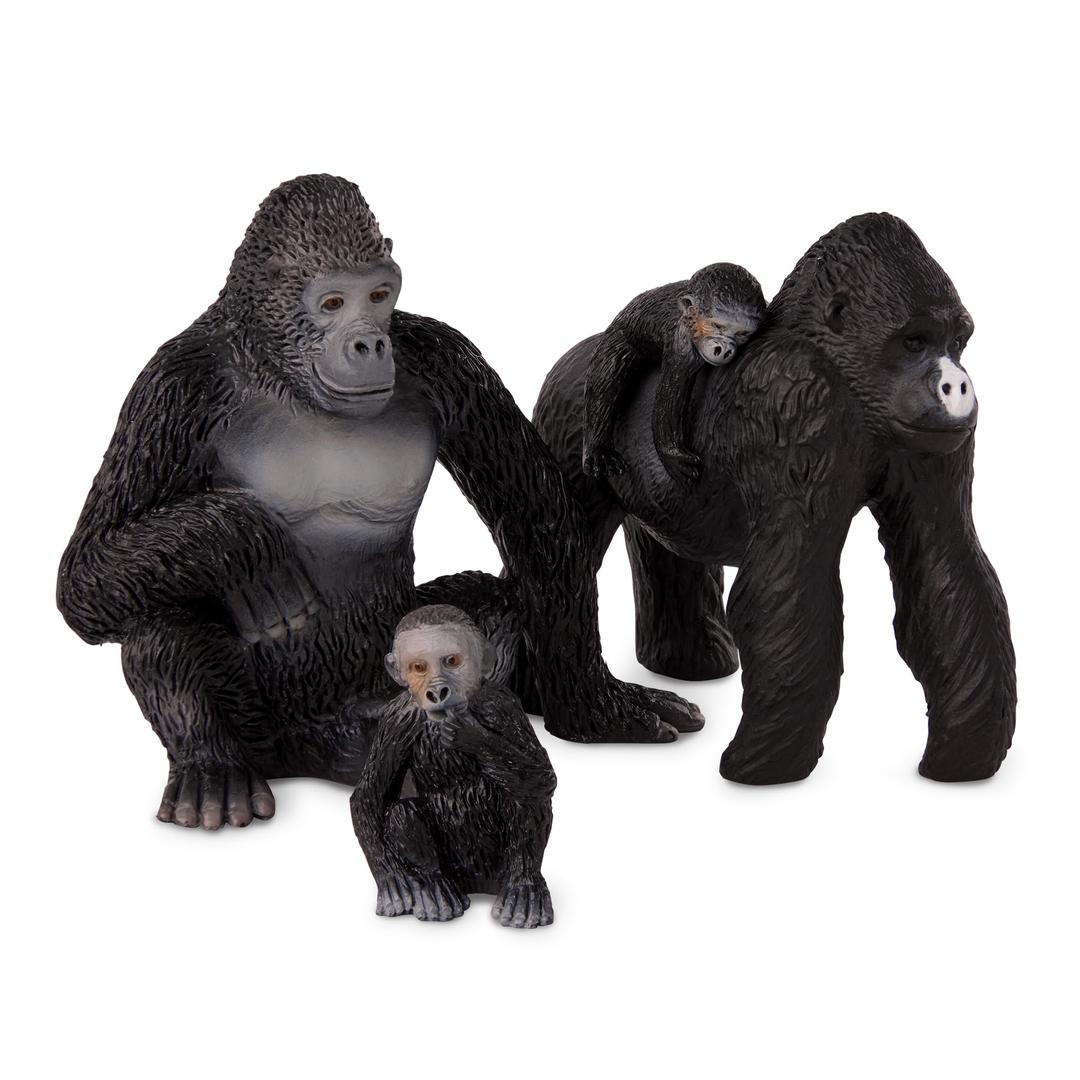 Terra by Battat – 4 Pcs Gorilla Toys Family Set – Realistic Gorilla Figurines – Zoo Animal Toys for Kids and Toddlers 3+ – Plastic Jungle Animals