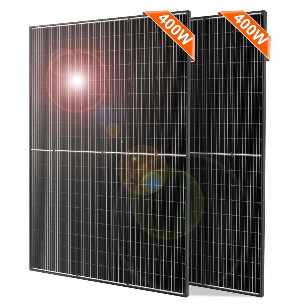 DOKIO2PCS 400 Watt Solar Panels 10BB 12/24 Volt Solar Panel kit High Efficiency for Rooftop Portable Power Station Farm Yacht and Other Off-Grid Applications（800w）…