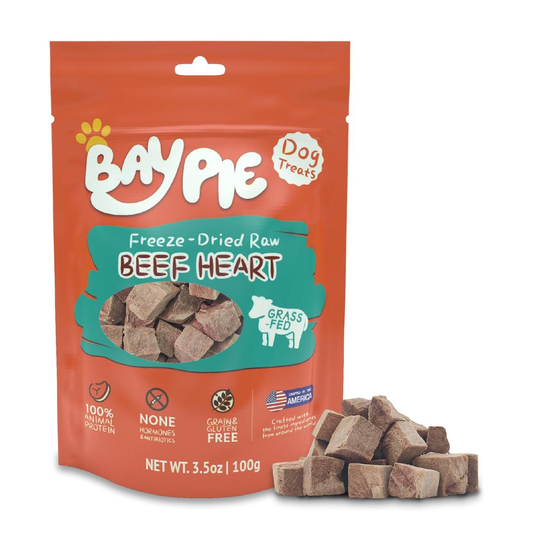 Freeze Dried Beef Hearts for Dogs & Cats, 3.5oz, One Single Ingredient Raw Dog Treats, Natural High Protein Freeze Dried Dog Training Treats