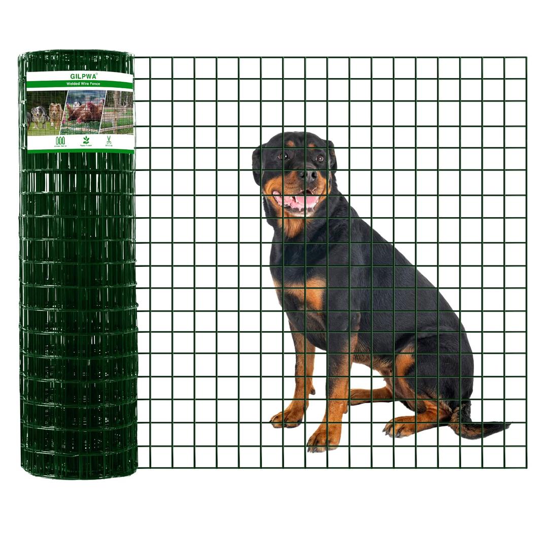 Wire Fence, 36 in(H) X 50 ft(L) PVC Coated Welded Wire Fencing 2" X 2" 16GA Garden Border Vinyl Metal Chicken Wire Fencing Mesh Roll for Yard Vegetable Plant Protection Poultry Netting Green