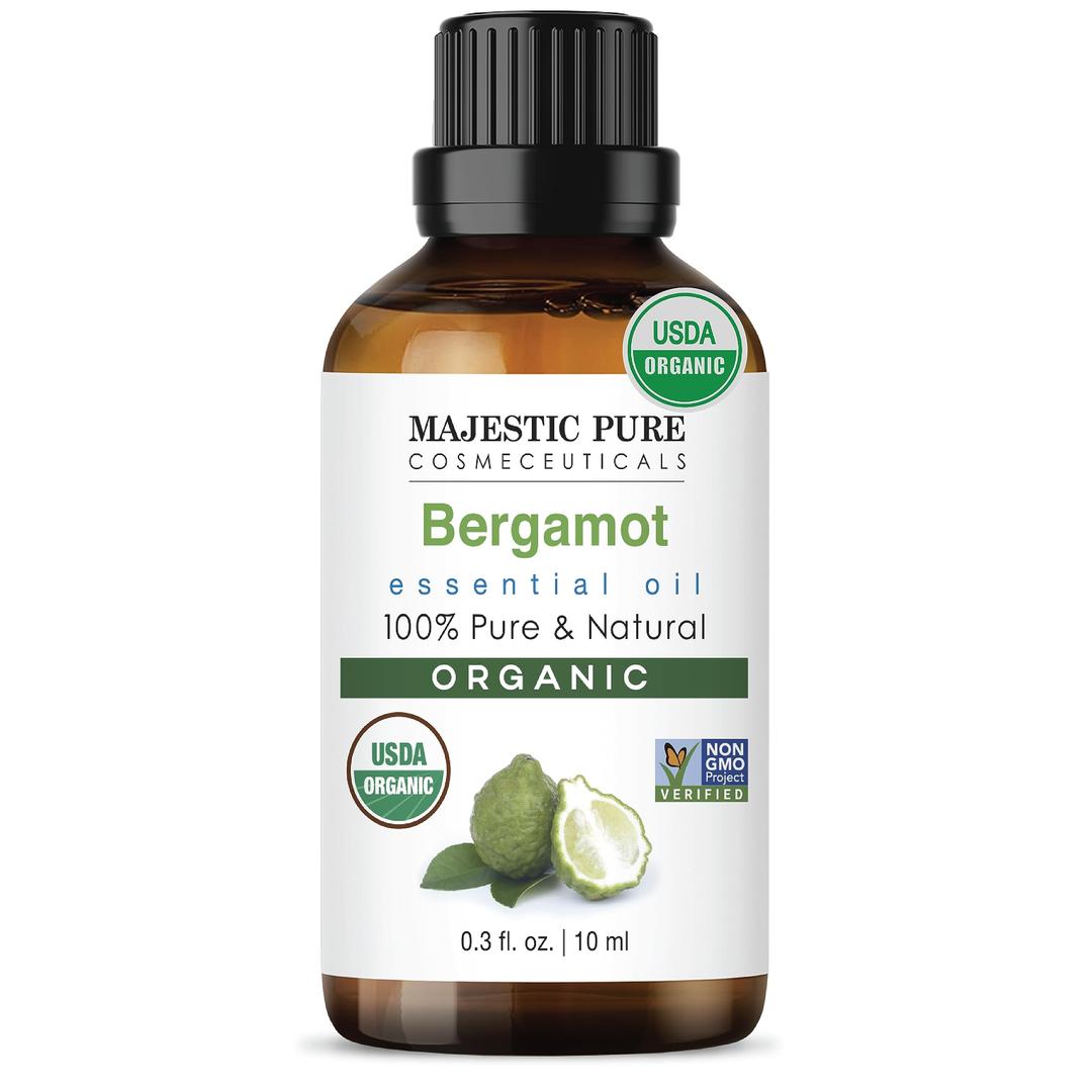 MAJESTIC PUREOrganic Bergamot Essential Oil - 100% Pure Bergamot Oil for Aromatherapy, Massage & Topical Uses, Perfect for Diffuser & Essential Oil Diffuser - 0.33 fl. oz