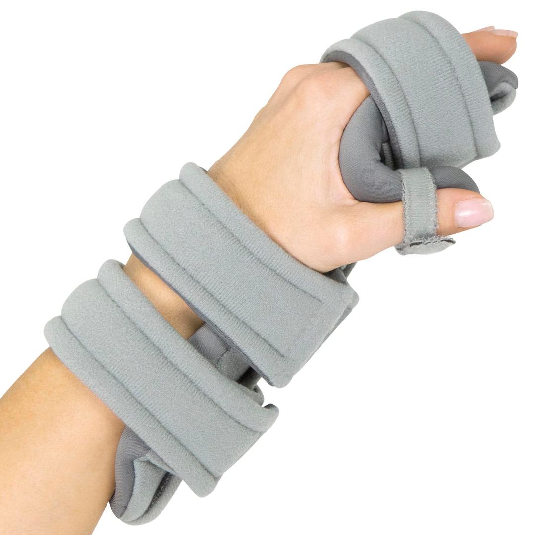 Vive Resting Hand Splint (Left) (w/ Rehab Video App) - Night Immobilizer Wrist Finger Brace - Thumb Stabilizer Wrap - for Arthritis, Tendonitis, Carpal Tunnel Pain - Functional Support for Sprains Fractures (Small)