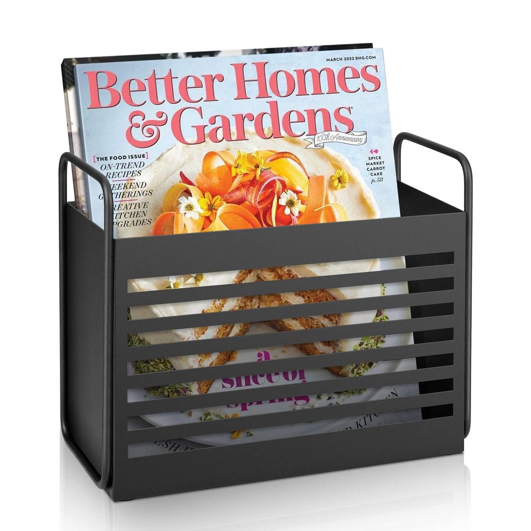 Magazine Rack, Magazine File Holder Mail Organizer Folder Organizer Bin for Magazines, Books, Newspapers, Tablets in Home, Office, Black