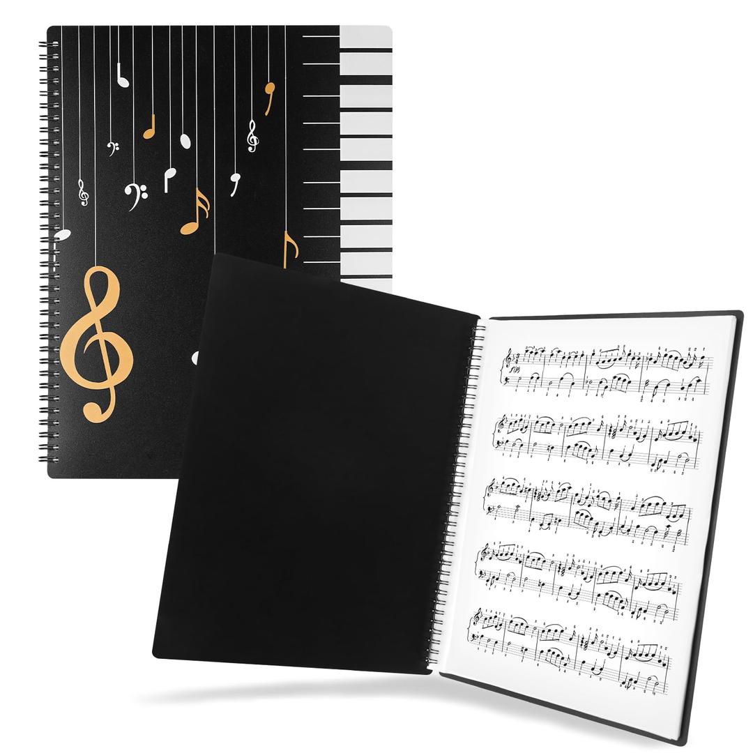 120Pages Sheet Music Folder A4, Spiral Binder Music File Folder, 8.5x11 inch Paper Documents Storage Holder Bag, Blank Plastic Concert Choral Folder