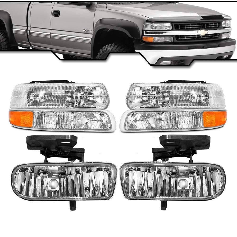 EPIC LIGHTING OE Fitment Replacement Headlights Signal Marker Lights Fog Lights Compatible with 1999-2002 Silverado Classic 2000-2006 Suburban Tahoe [ 6-Piece ] Combo Set