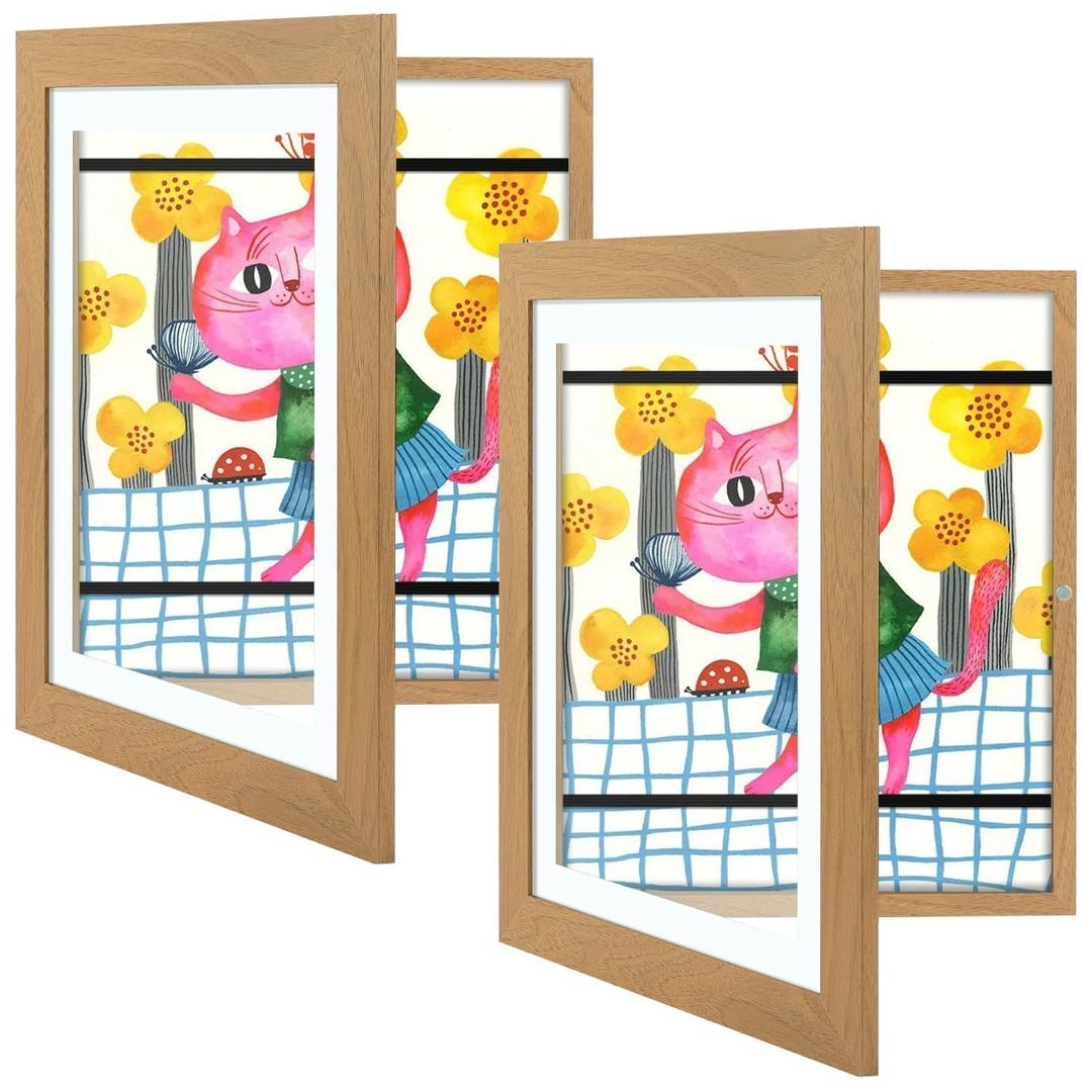 Golden State Art, 10x12.5 Kids Art Frames, Front-Opening, Great for Kids Drawings, Artworks, Children Art Projects, Schoolwork, Home or office (Brown, Set of 2)