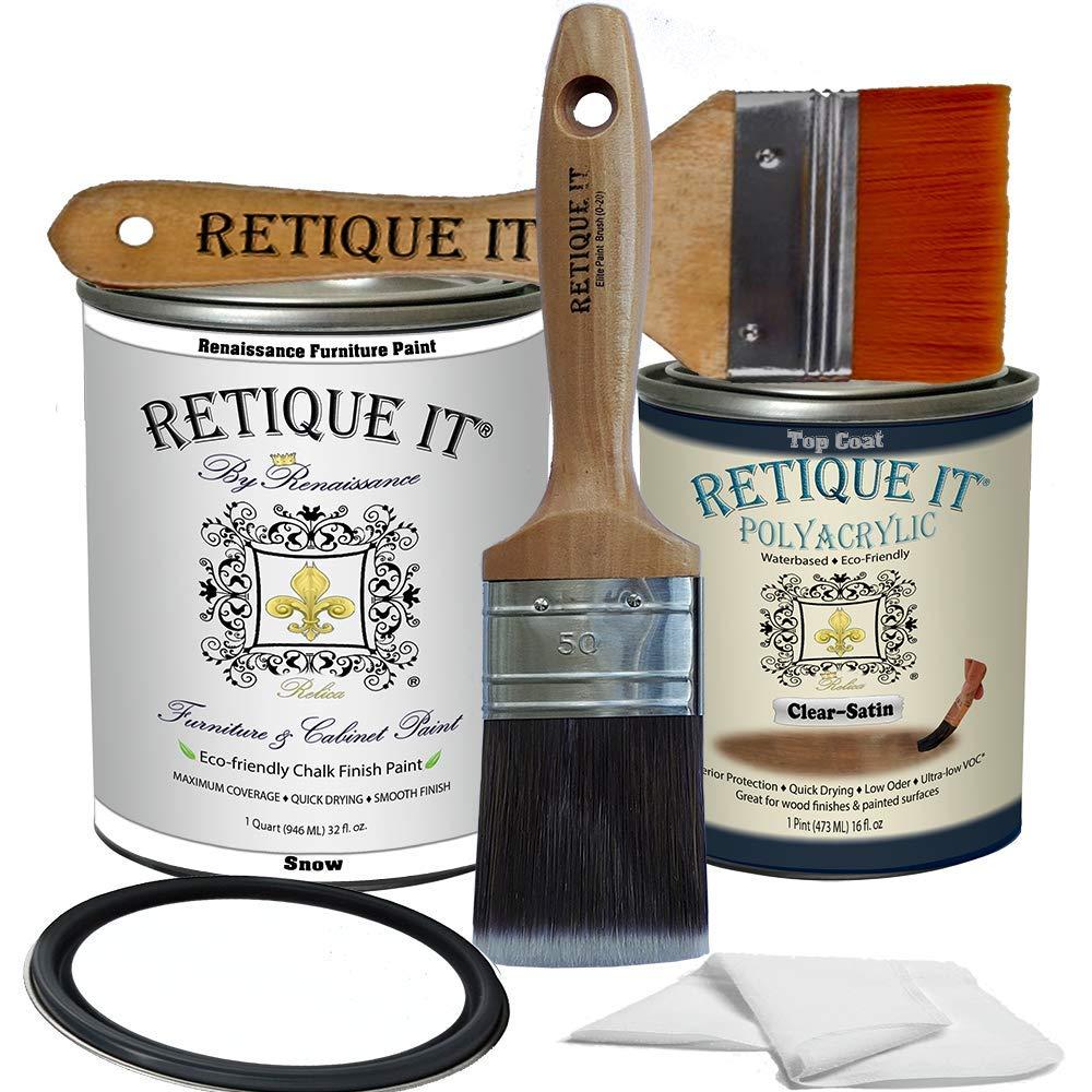 Retique ItChalk Furniture Paint by Renaissance DIY, Poly Kit, 01 Snow, 32 Ounces