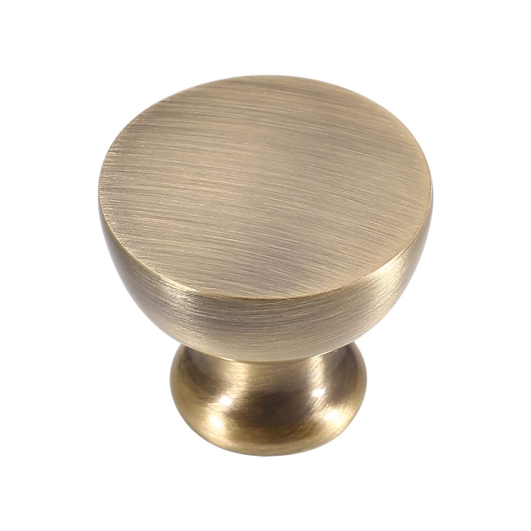 Alzassbg 10 Pack Brushed Antique Brass Cabinet Knobs, 1-1/4 Inch(31.5mm) Diameter Kitchen Cabinet Hardware Flat Round Knobs for Cabinets and Drawers AL6013AB