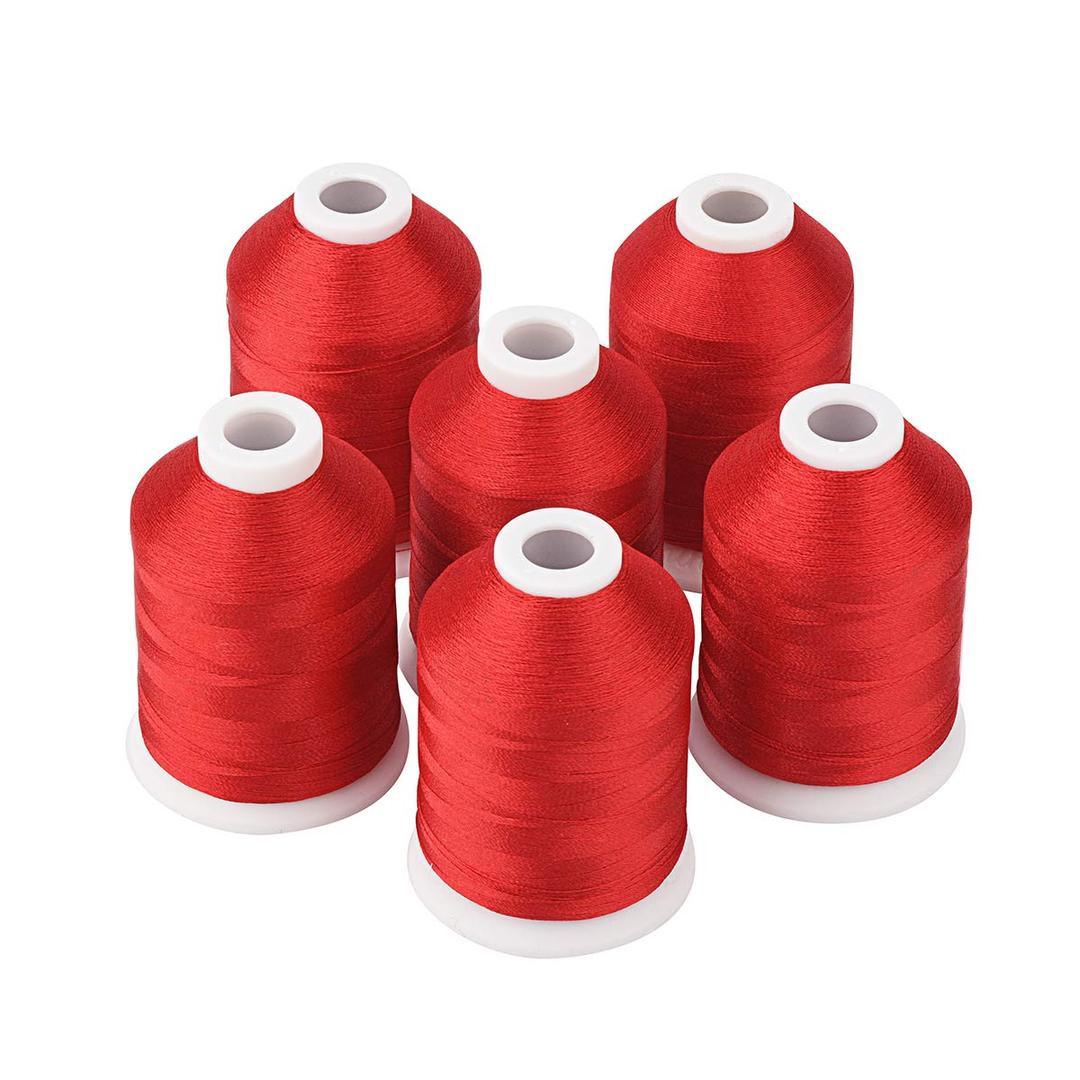 Simthread6 Spools Red Machine Embroidery Thread 1000M(1100Yards) for Brother, Babylock, Janome, Pfaff, Singer, Bernina and Other Home Machines (Red)