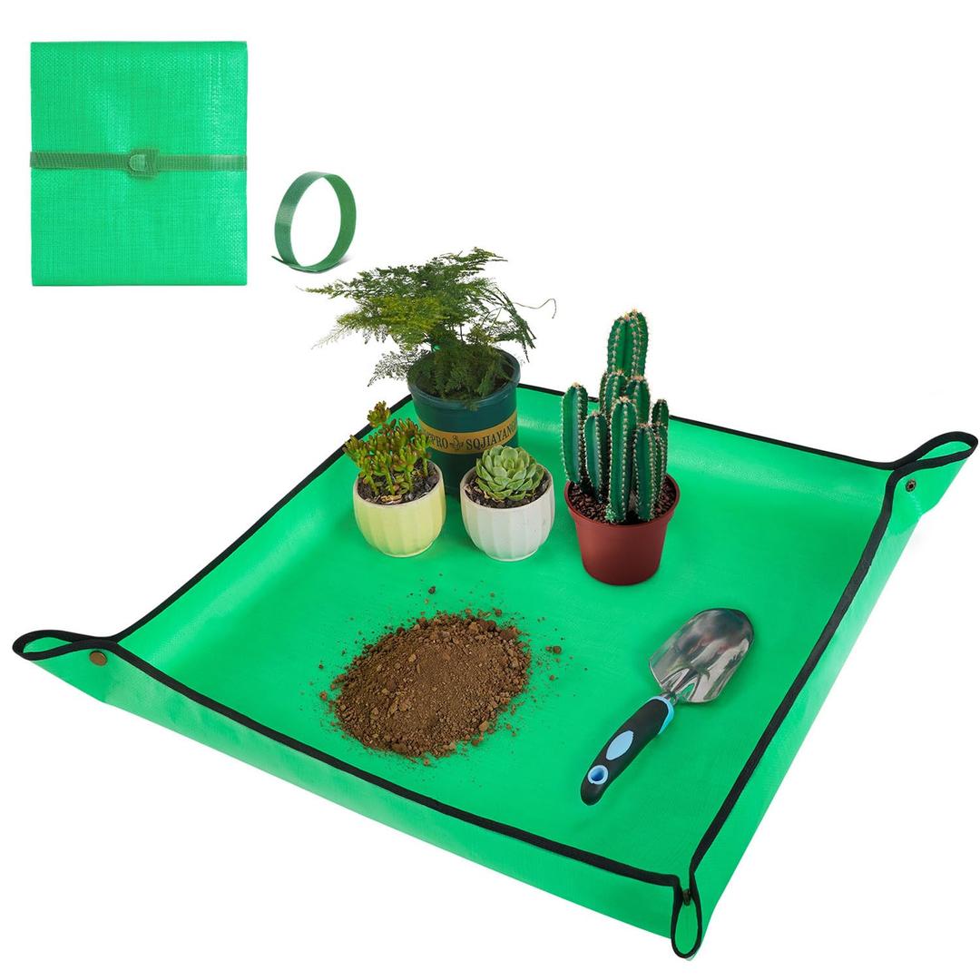 Repotting Mat for Indoor Plant Transplanting and Mess Control 27"x 27" Thickened Waterproof Potting Tray Foldable Succulent Potting Mat Portable Gardening Mat Garden Gifts for Women & Men