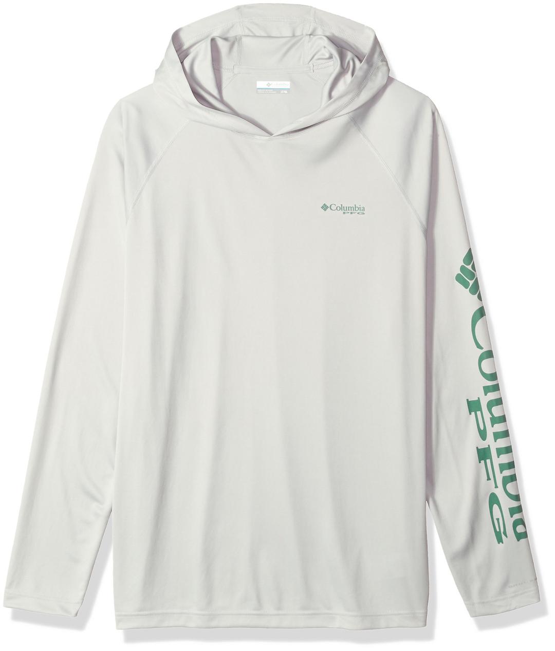 Columbia Men's Terminal Tackle™ Big & tall Hoodie, Cool Grey, Thyme Green Logo, 1X