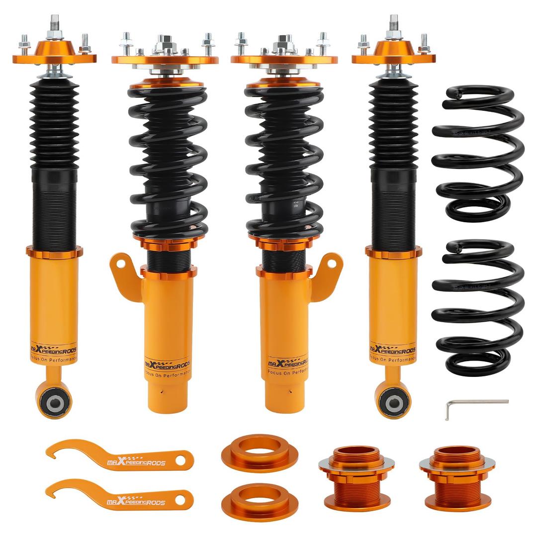 maXpeedingrods Coilovers for BMW E46 316i 318d 320i, 323i 325i 328i 330i 1998-2006, Coil Spring Shock Absorber, Height Adjustable Coilovers Suspension Kit, E46 Coilovers Lowering Kit by 1-3” Gold