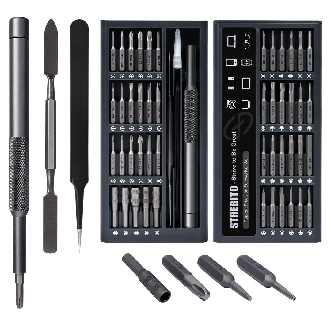 STREBITOMicro Screwdriver Set 50 in 1 Precision Screwdriver Set, Electronics Tool Kit Screwdriver Kit - Computer, iPhone, Macbook, PS4, PS5, Nintendo, Xbox Controller Repair Kit, S2 Multi Bit Driver