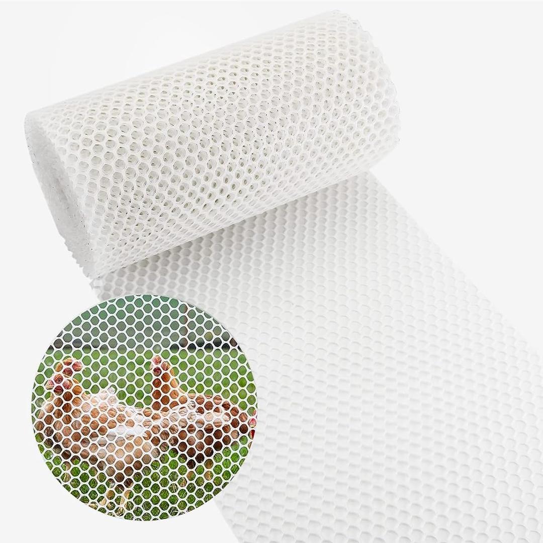 Plastic Chicken White Wire Fence Mesh, Poultry Fencing, Hexagonal Fencing Wire for Gardening, Construction Barrier Netting, Chicken Wire Frame Crafts, Floral Netting (15.7IN x 66FT)