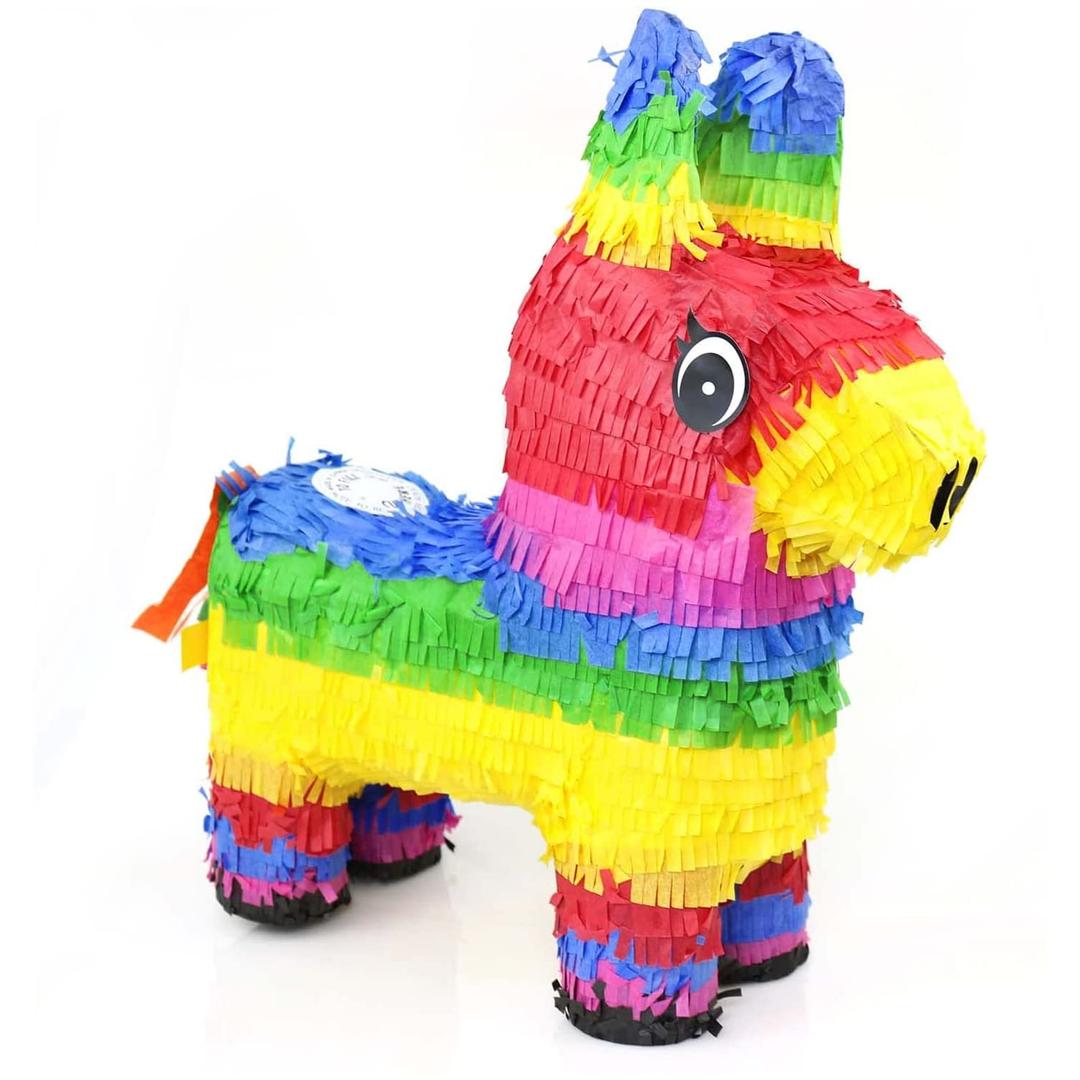 GIFTEXPRESS 16" Rainbow Donkey Pinata - Mexican Theme Party Decoration for Birthdays, Fiestas & Cinco de Mayo - 16 x 13 x 4.5 Inch Kids Party Favors