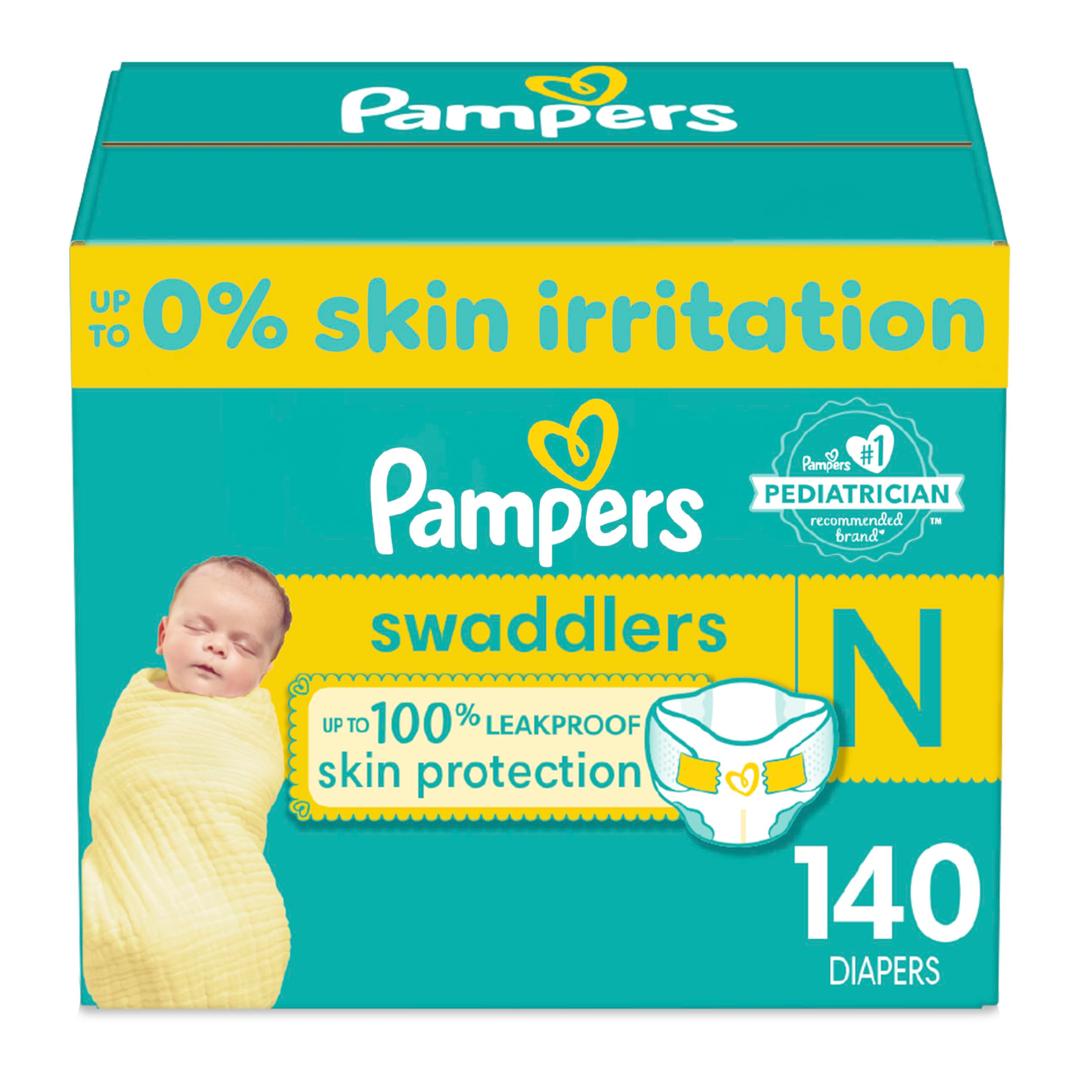 Pampers Swaddlers Newborn Diapers - Size 0, 140 Count, Ultra Soft Disposable Baby Diapers