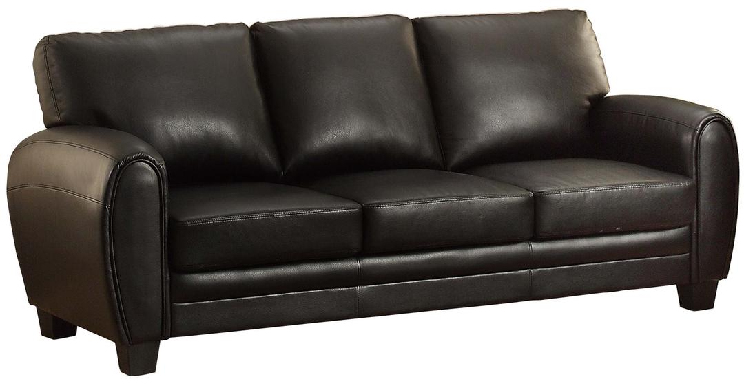 HomeleganceRubin 85" Bonded Leather Sofa, Black