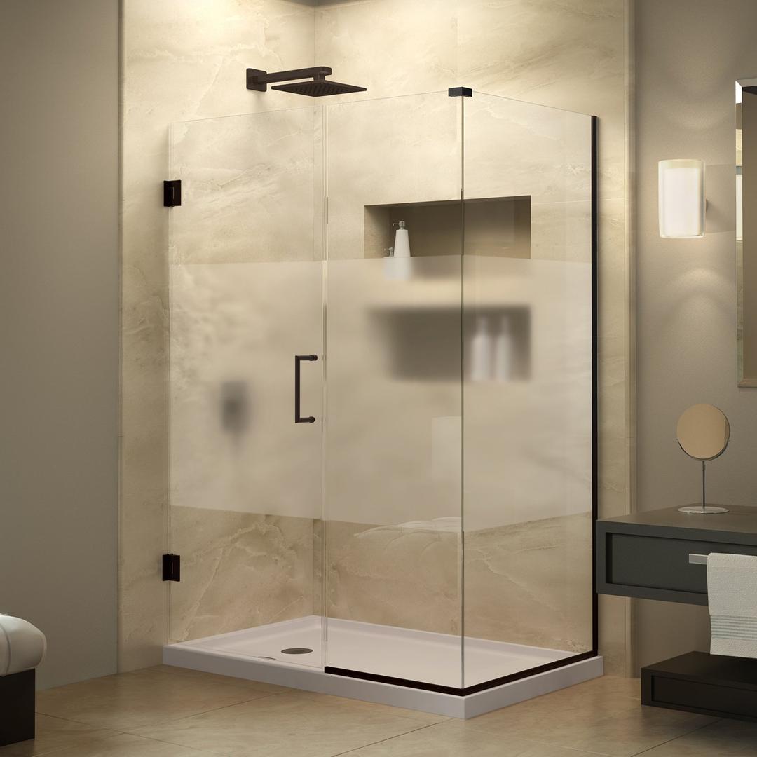 DreamLine Infinity-Z Semi-Frameless Sliding Shower Door | For openings from 44" up to 48" | Clear Glass in Brushed Nickel | SHDR-0948720-04