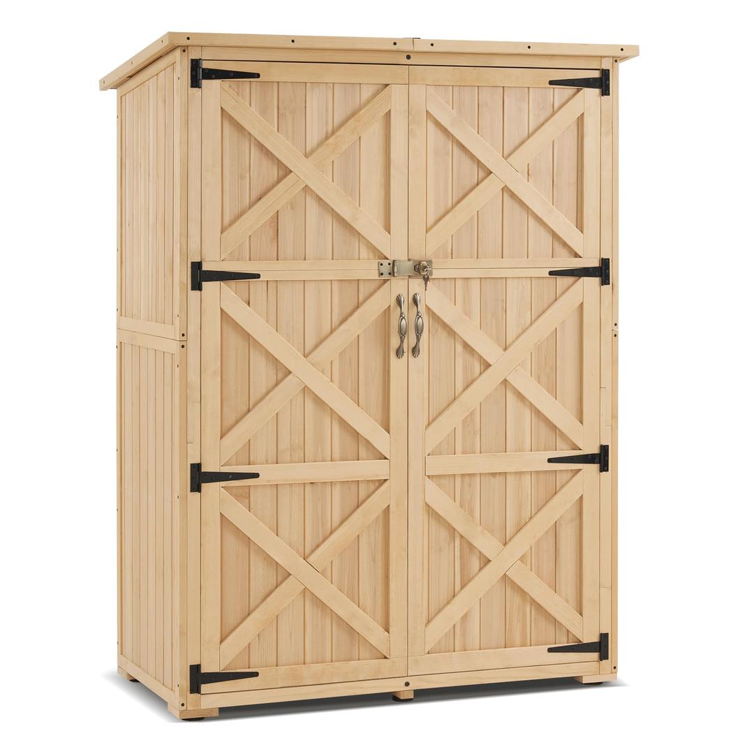 MCombo Wood Sheds & Outdoor Storage, Garden Tool Shed with Lock, Wooden Outdoor Storage Cabinet with Double Doors for Patio 1933 (Large)