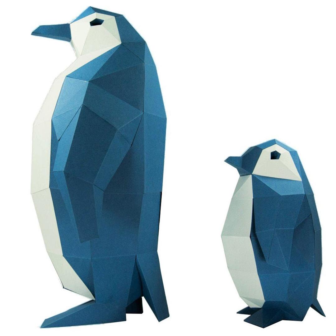 3D Paper Animal Wall & Art Decor - Pre-fold & Pre-cut Papercraft 3D Animal Model Kits - 250 GSM Puzzled 3D Origami Paper - DIY 3D Puzzle by PaperCraft World - Penguin