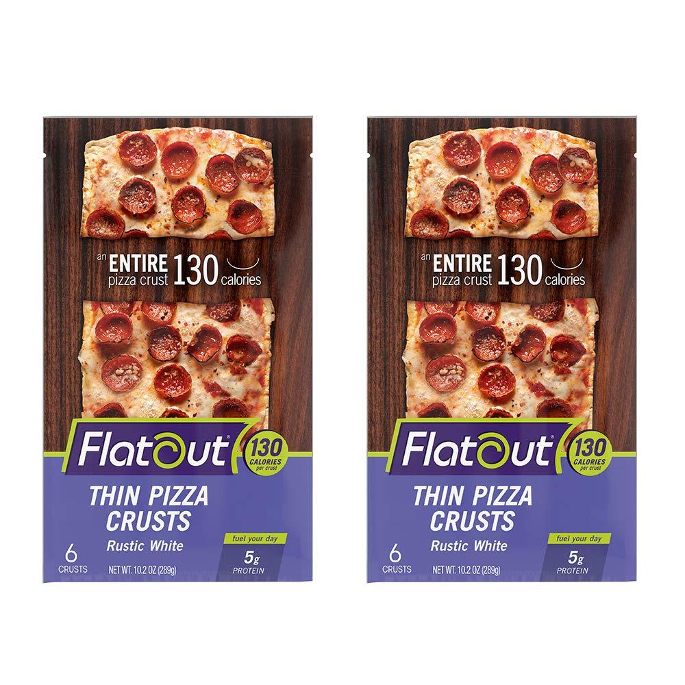 Flatout Thin Pizza Crust, Rustic White (2 Packs of 6 Pizza Crusts)