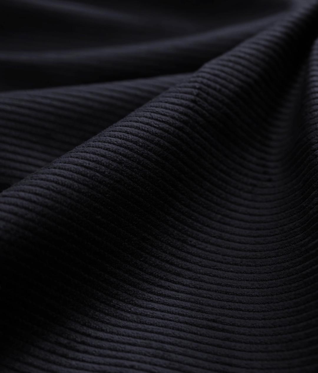 Corduroy Fabric 8 Wale Apparel 290-300GSM Solid Color by Continuous Yard 58" W 100% Cotton - Egyptian Yarn Stripe Texture Soft Trousers Coat Cushion Cover Sofa Covers Sewing Costume Upholstery Black