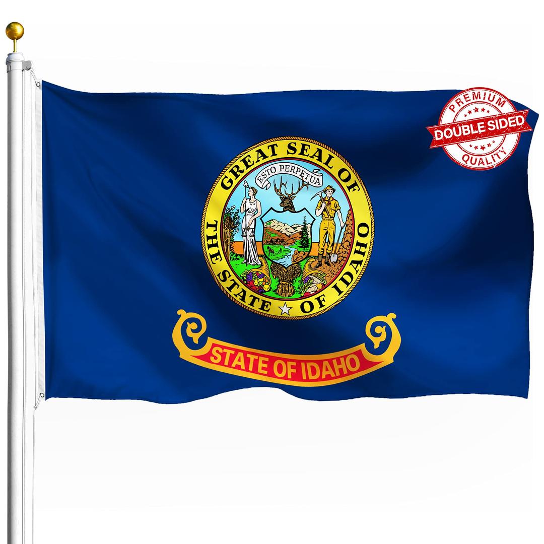 DFLIVE Double Sided Idaho State Flag 3x5ft Heavy Duty Polyester 3 Ply ID Gem State Flags Indoor and Outdoor Use