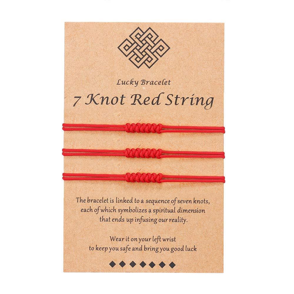 Shonyin7 Knots Red String Bracelet Kabbalah Protection Thread Handmade String Bracelets Good Luck Gift for Women Men Family