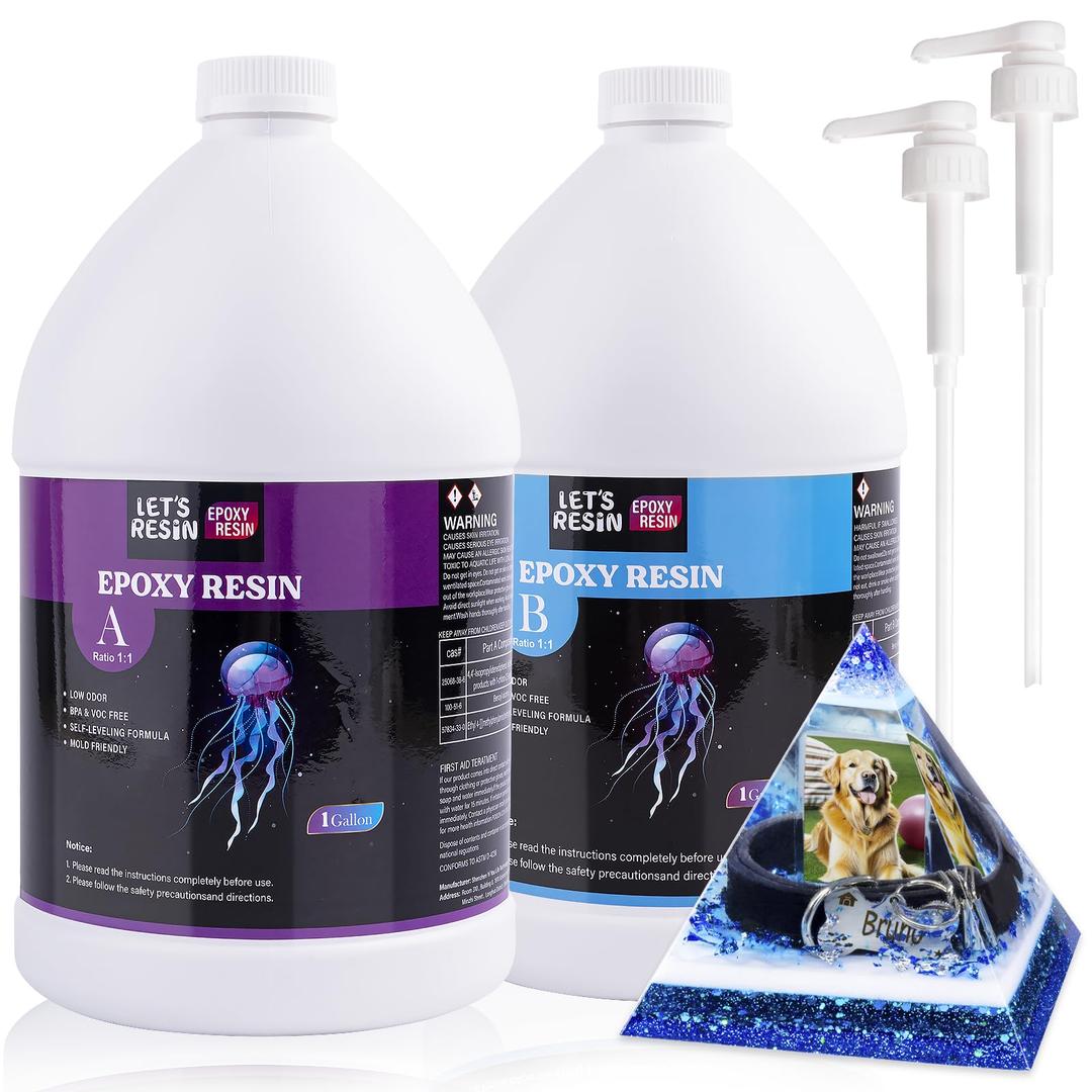 2 Gallon Epoxy Resin with Pumps, Bubble Free Resin Epoxy Kit, Crystal Clear Epoxy Resin and Hardener for DIY Art, Molds,Craft