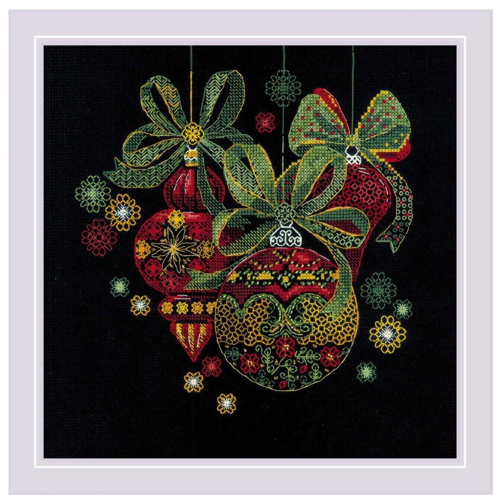 RIOLIS - Holiday Ornaments 2226, Christmas Cross Stitch Kits 9¾" x 9¾", Cross Stitch Kits for Beginners & Advanced, Cross Stitch Kits for Adults, Counted Stitching Kits, Embroidery Kit Christmas