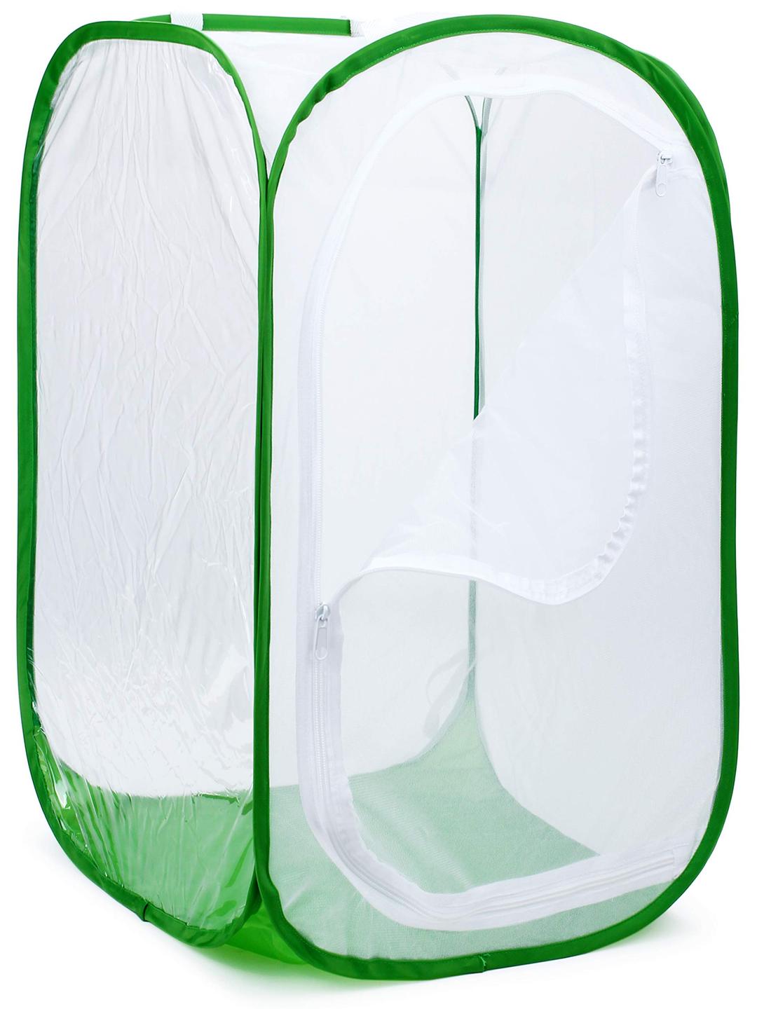 5 Feet Extra Large Monarch Butterfly Habitat, Giant Collapsible Insect Mesh Cage Terrarium Pop-up (White + Green, 35 x 35 x 59 Inches)