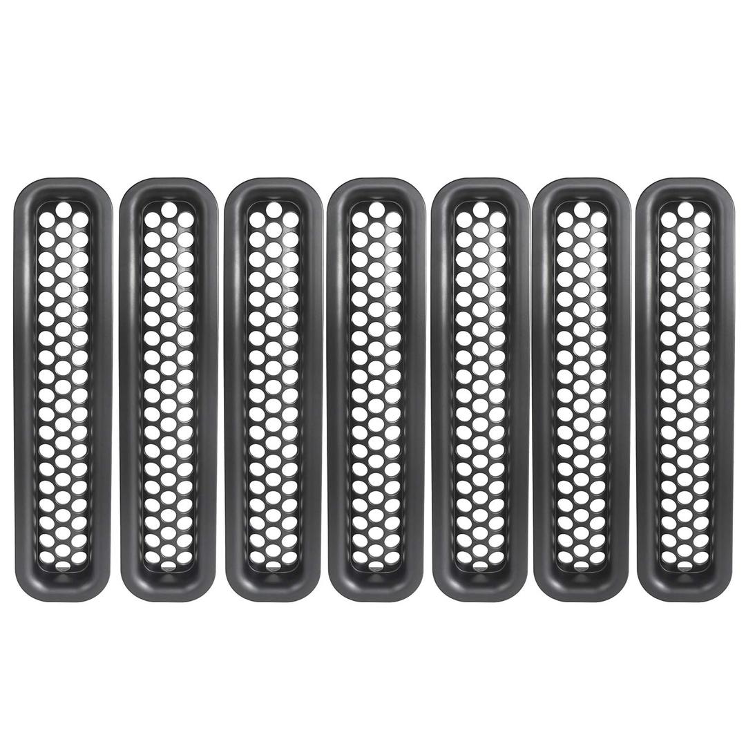 Hooke Road Wrangler Grill Mesh Inserts Front Grille Guard Cover Clip-in Matte Black for 1997-2006 Jeep Wrangler TJ & Unlimited (Pack of 7)