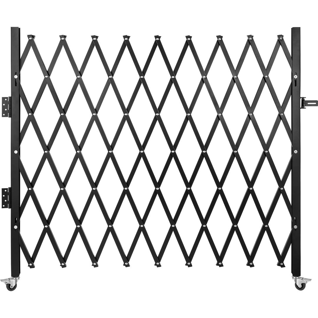 VEVOR Single Folding Security Gate, 87" H x 94" W Folding Door Gate, Steel Accordion Security Gate, Flexible Expanding Security Gate, 360° Rolling Barricade Gate, Scissor Gate/Door with Padlock