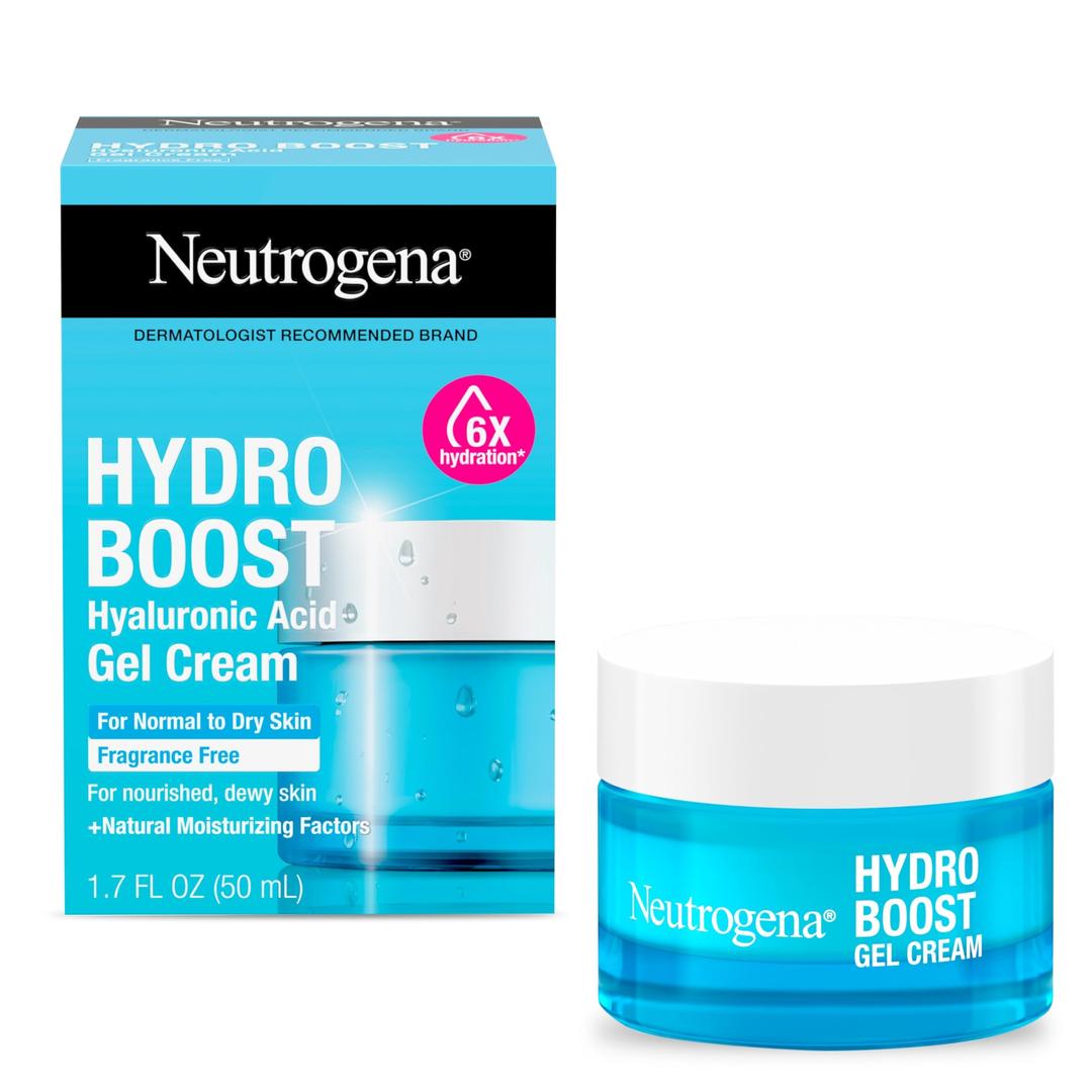 Neutrogena Hydro Boost Water Gel Face Moisturizer with Hyaluronic Acid, 48-Hour Hydration, 1.7 Fl Oz, & Hydro Boost Hydrating Gel Facial Cleanser Trial Size, 0.5 Fl Oz, Skincare Set