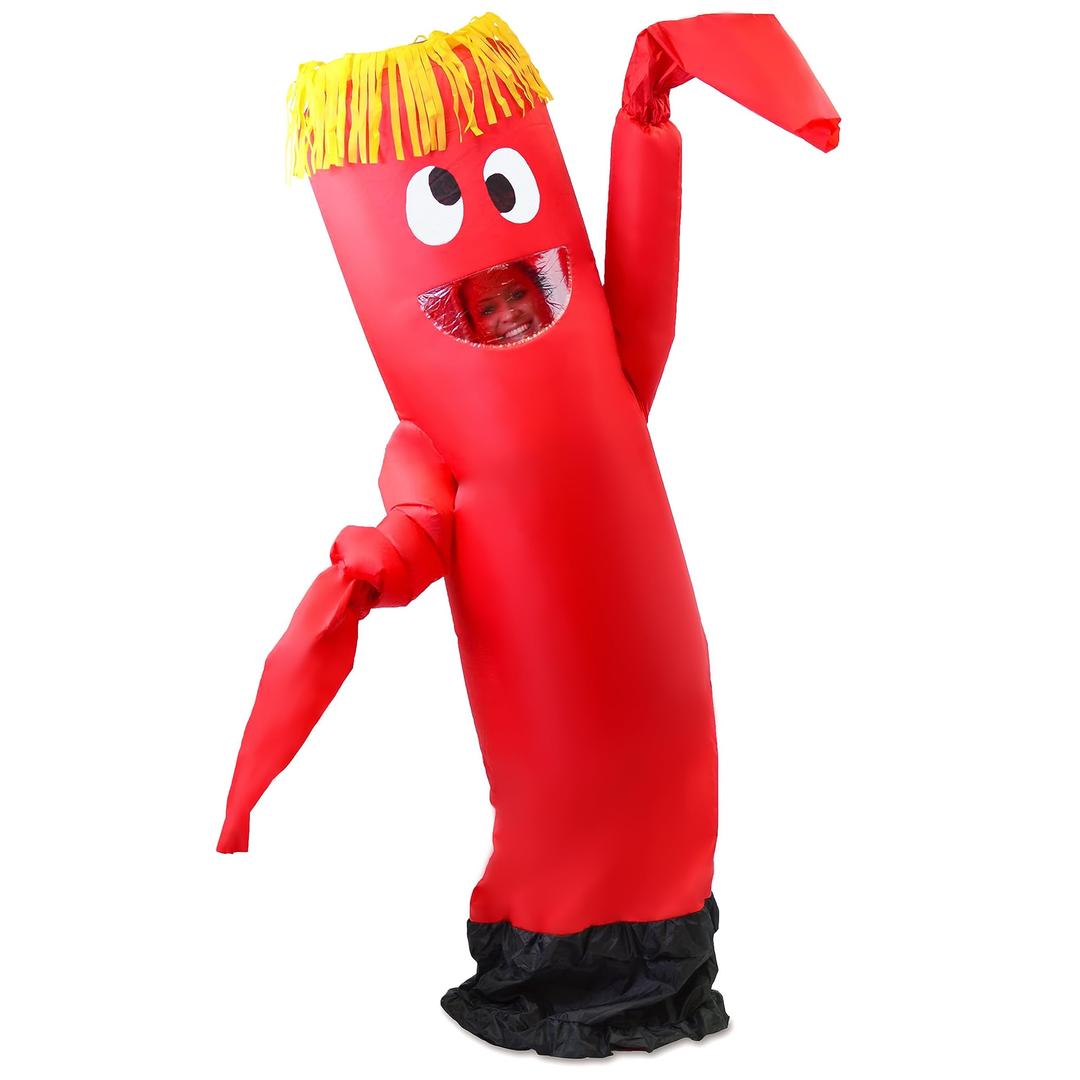 Spooktacular Creations Adult Inflatable Costume, Red Tube Dancer with Wacky Waving Arm Flailing, Funny Halloween Costume for Halloween Dress Up Parties