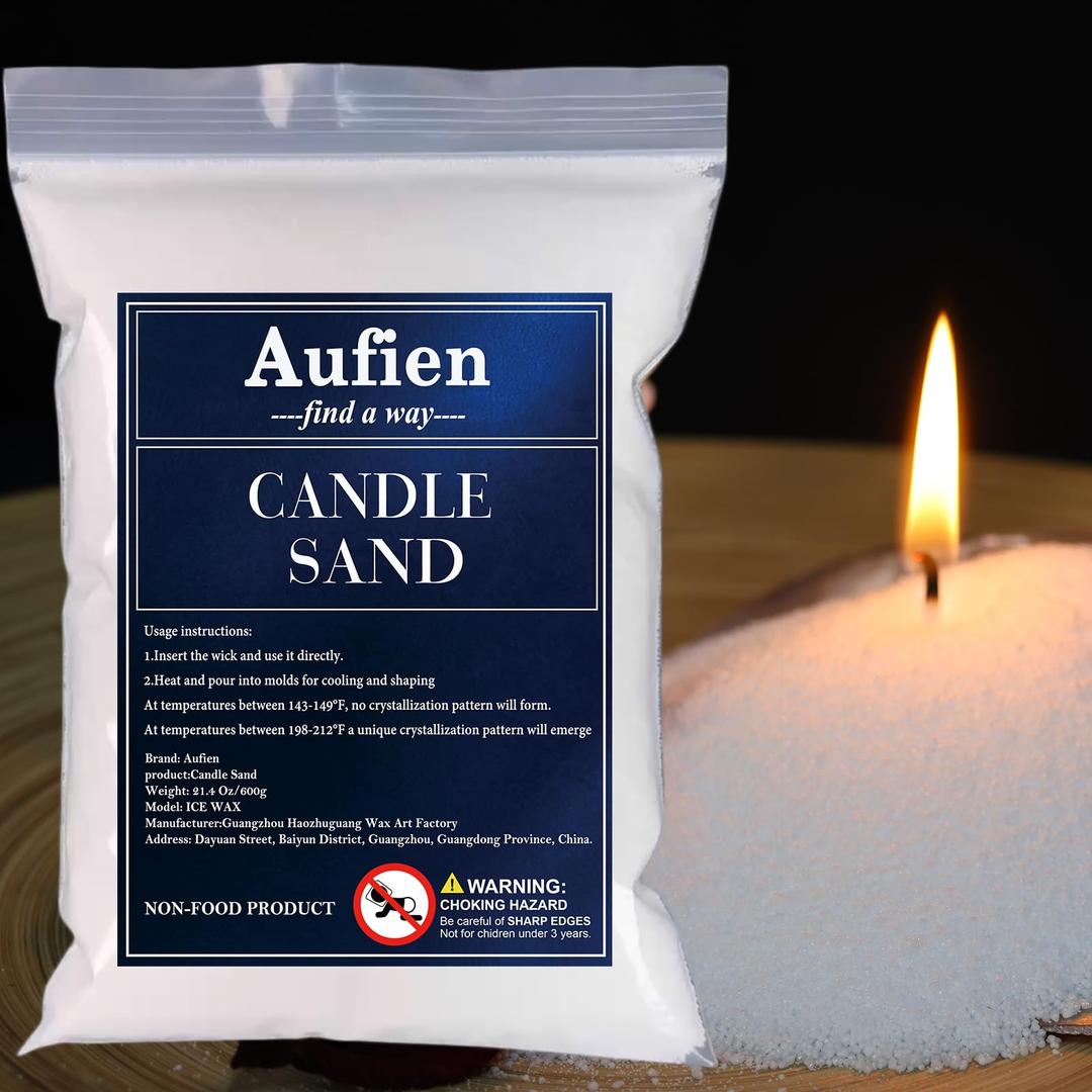 Aufien Pearled Candle 21.4 Oz,Refillable Candle Sand Wax Unscented Non Toxic, Lasting Powder Candles with 30 Wicks,Bead Candle Refill Making Kit