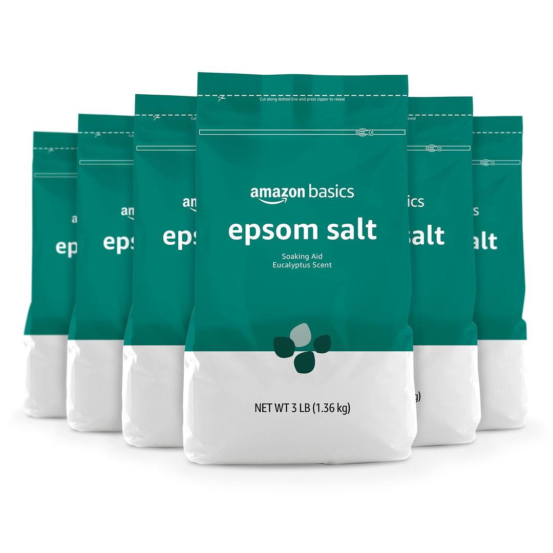 Amazon BasicsEpsom Salt Soaking Aid, Eucalyptus Scented, 3 Pound (Pack of 6) (Previously Solimo)