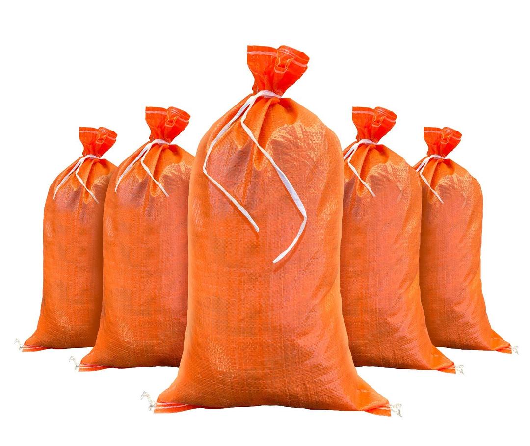 SandbaggySandbags | 14 Inch x 26 Inch | High Visibility Orange Color | Military Grade | Tough 50 LB Capacity | Protects Homes & Businesses From Flooding | Holds Down Traffic Signs & Fencing (5 Bags)