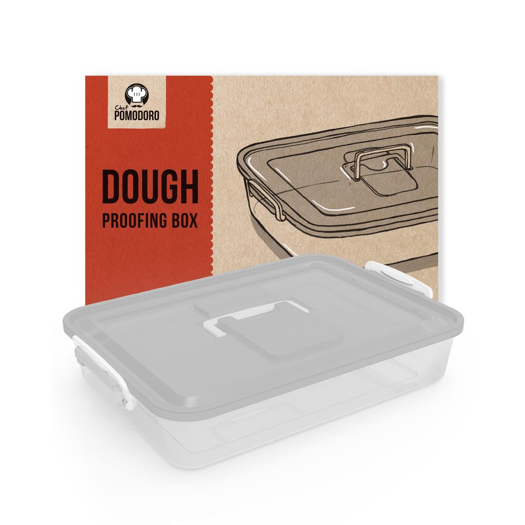 Chef PomodoroPizza Dough Proofing Box, 14 x 11-Inch, Pizza Dough Container, Fits 4-6 Dough Balls, Household Pizza Dough Tray With Convenient Carry Handle (Grey)