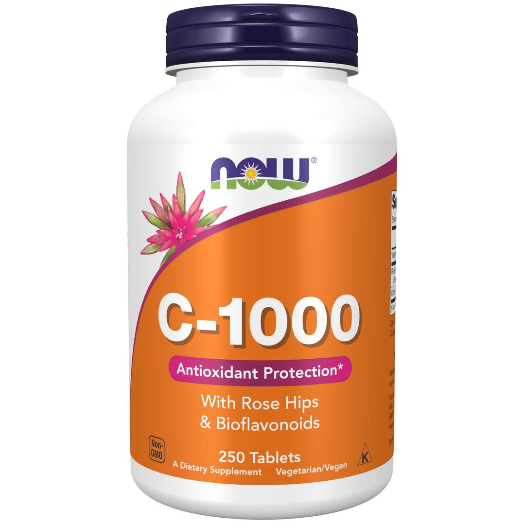 NOW Vitamin C-1000 with Rose Hips, 250 Count