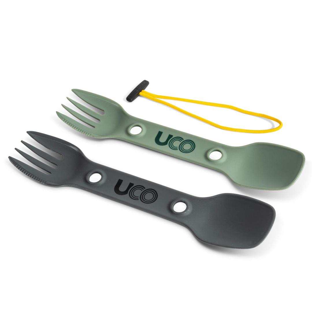 Utility Spork 3-in-1 Combo Spoon-Fork-Knife Utensil, 2-Pack, Gold/Sky Blue