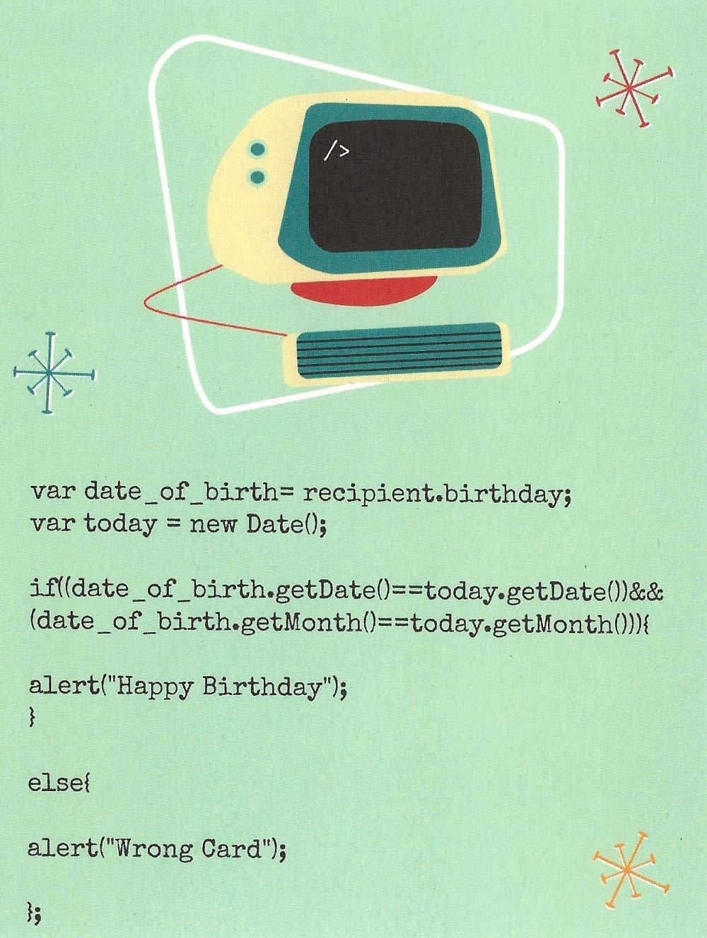 Nerdy Words Javascript Computer Birthday Card (4.25" X 5.5")