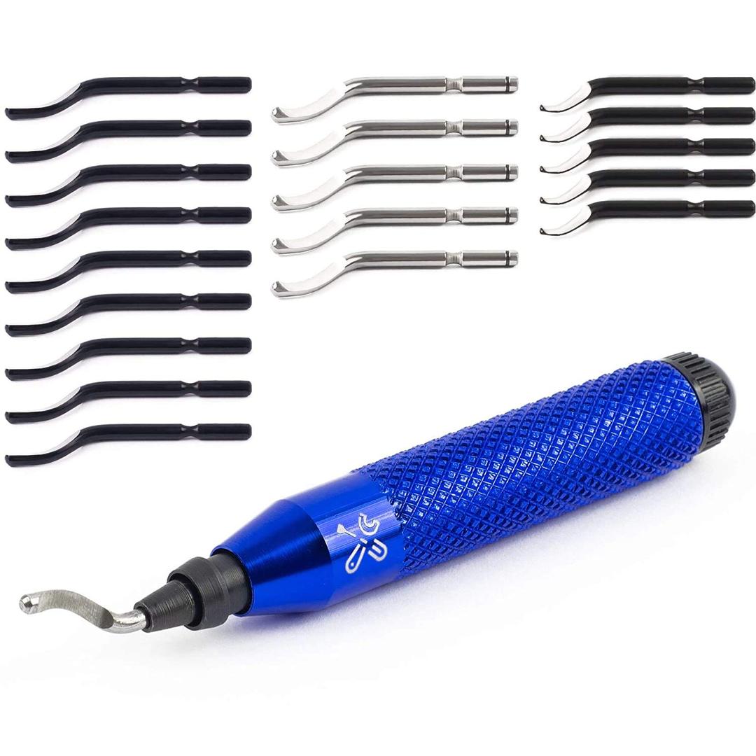 Deburring Tool Kit with 20 High-Speed-Steel Blades | Edge Burr Remove for Metal, PVC Plumbing Pipe, 3D Printing, Plastic, Copper, Resin Art