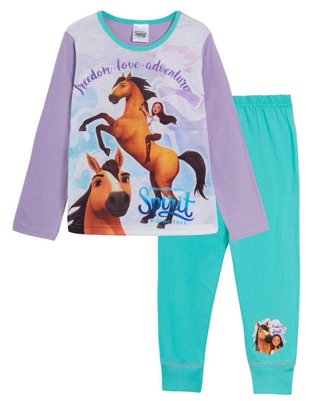 DreamWorks Girls Spirit Riding Free Long Pyjamas Kids Horse Full Length Pjs Set Gift Size