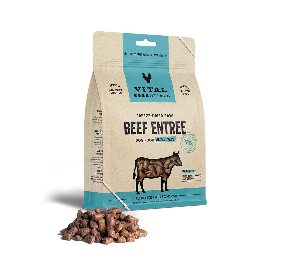 Vital EssentialsFreeze Dried Raw Dog Food, Beef Mini Nibs Entree, 5.5 oz