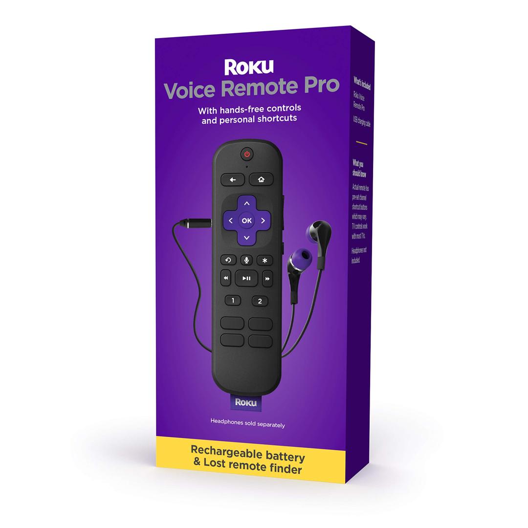 Roku Voice Remote Pro | Rechargeable Voice Remote with TV Controls, Lost Remote Finder, Private Listening, Hands-Free Voice Controls & Personal Shortcut Buttons for Roku Players Roku TV, & Roku Audio