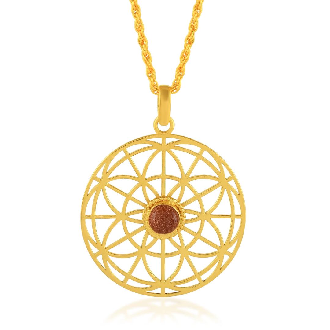 MemoirBrass Micron 1 Gram Gold Ruby Chakra Pendant Astrology Fashion jewellery for Men Women (PCGS5962)