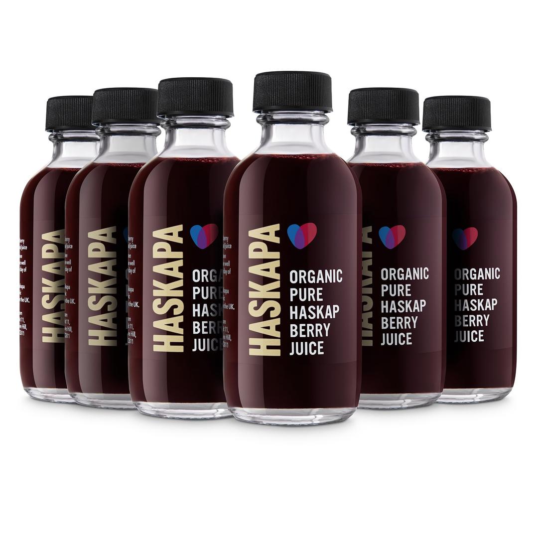 Haskapa Organic Berry Juice Shots | 100% Natural Haskap Berries | Vegan Superfood | Healthy Fruit Juice Drink, Snack or Smoothie | 6 x 60ml Recyclable Glass Bottles