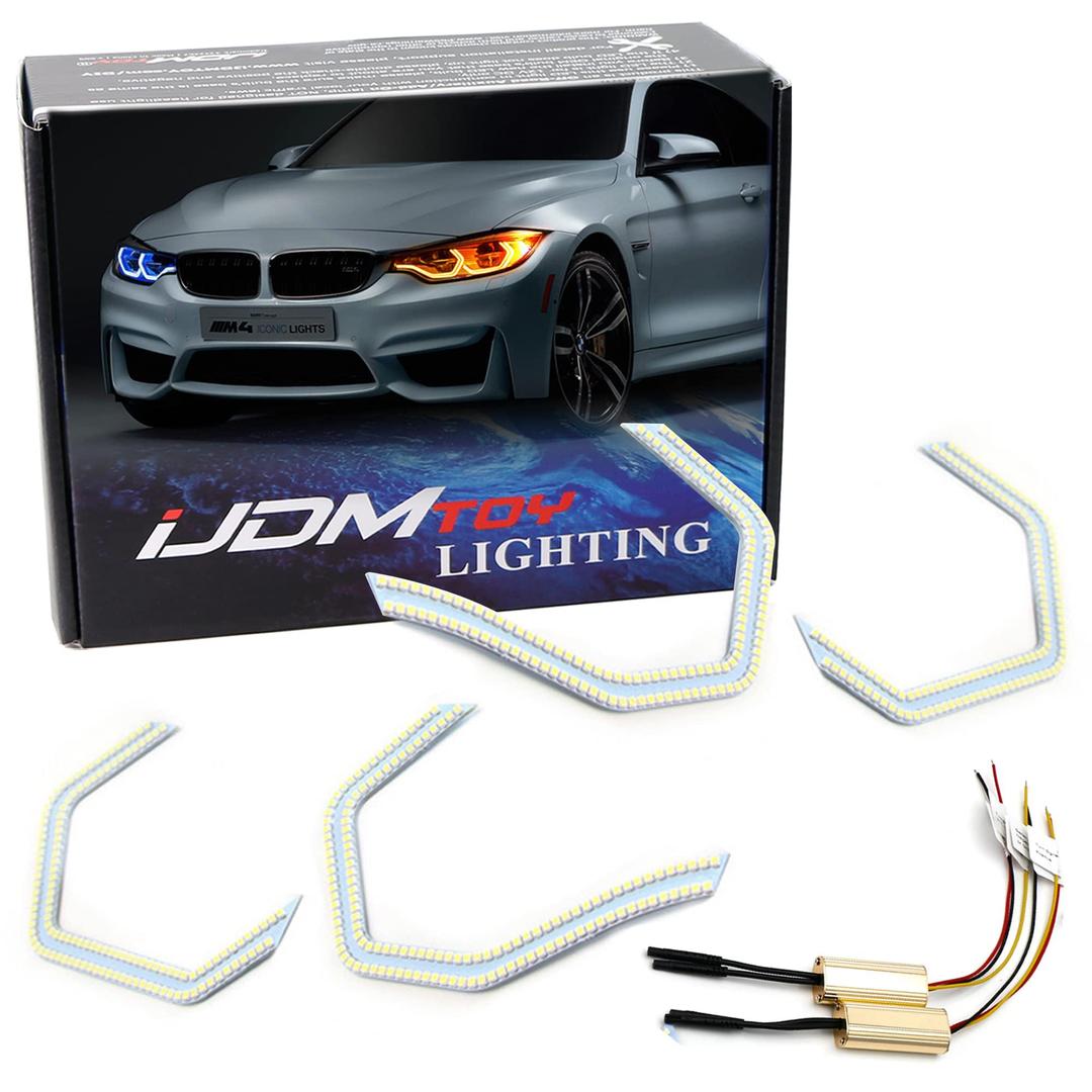 iJDMTOY4pc 540-SMD Concept M4 Iconic Style Switchback Dual-Color LED Angel Eye Kit w/Relay Wirings Compatible with BMW 2 3 4 5 Series Light Retrofit