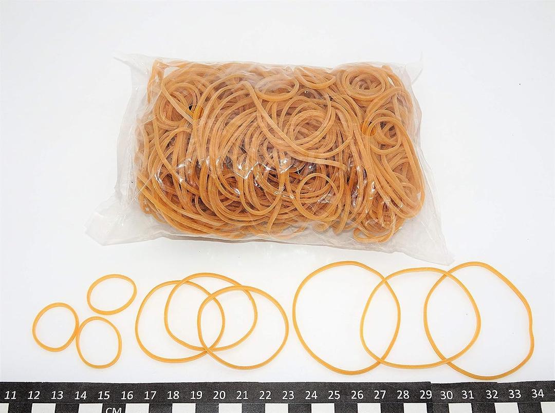 Amest Yellow Rubber Bands Assorted Sizes - Lay Flat Length 30mm, 60mm, 80mm - Width 1.7mm - Pack of 150 Grams